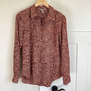 🐆H&M Button-Down Collared Long-Sleeve Blouse Like-New Size 6